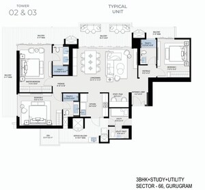 Floor Plan in 4 BHK Apartment at BPTP Downtown 66, Sector 66 – for Sale