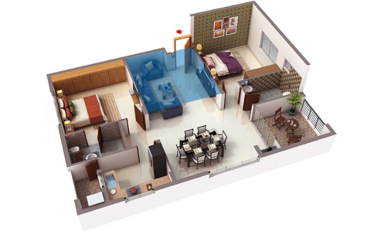 Floor Plan, indu-fortune-fields-gardenia 2 Bedroom 1445 Sq.Ft. Apartment In Hi Tech City Hyderabad 10285319