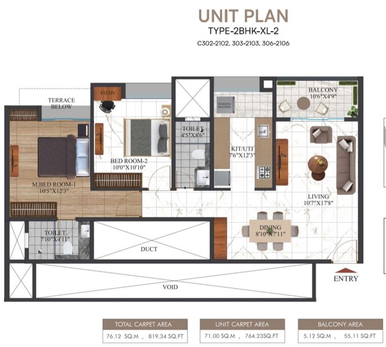 Floor Plan, undri 2 Bedroom 819 Sq.Ft. Apartment In Undri Pune 10288689