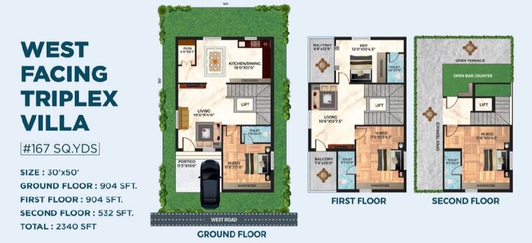 Floor Plan, railapur 3 Bedroom 167 Sq.Yd. Villa In Railapur Hyderabad 10291067