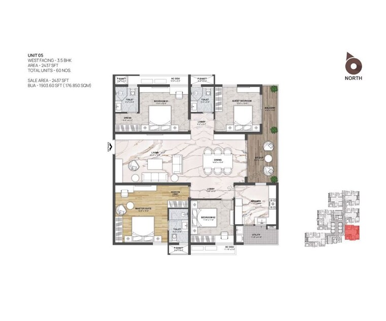 Floor Plan, navanaami-one 4 Bedroom 3334 Sq.Ft. Apartment In Kokapet Hyderabad 10291166