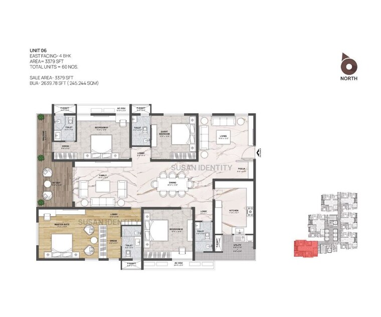 Floor Plan, navanaami-one 4 Bedroom 3334 Sq.Ft. Apartment In Kokapet Hyderabad 10291166
