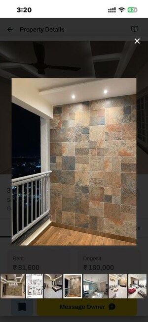 Balcony in 3 BHK Apartment at My Home Krishe, Financial District – for Rent