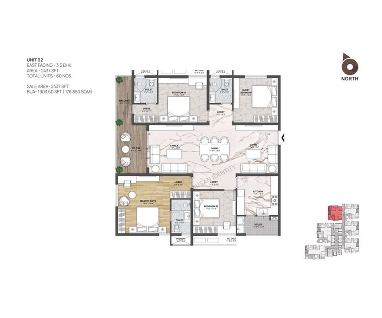 Floor Plan, navanaami-one 4 Bedroom 3379 Sq.Ft. Apartment In Kokapet Hyderabad 10291189