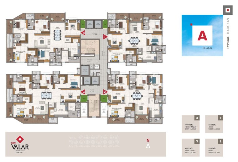 Floor Plan, dsr-valar 3 Bedroom 3242 Sq.Ft. Apartment In Kokapet Hyderabad 10291216