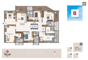 Floor Plan in 3 BHK Apartment at DSR Valar, Kokapet – for Sale