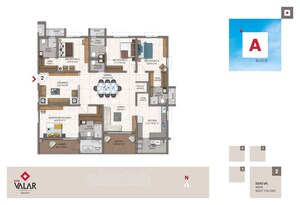 Floor Plan in 4 BHK Apartment at DSR Valar, Kokapet – for Sale