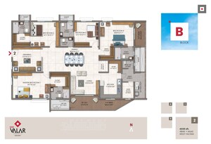 Floor Plan in 4 BHK Apartment at DSR Valar, Kokapet – for Sale