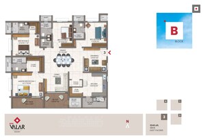 Floor Plan in 4 BHK Apartment at DSR Valar, Kokapet – for Sale