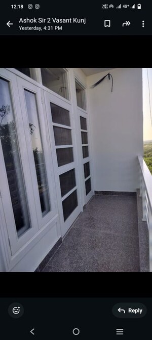 Balcony in 3 BHK Builder Floor at Vasant Kunj – for Rent