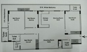 Floor Plan in 4 BHK Apartment at Javin Raj Empire, Raj Nagar Extension – for Sale