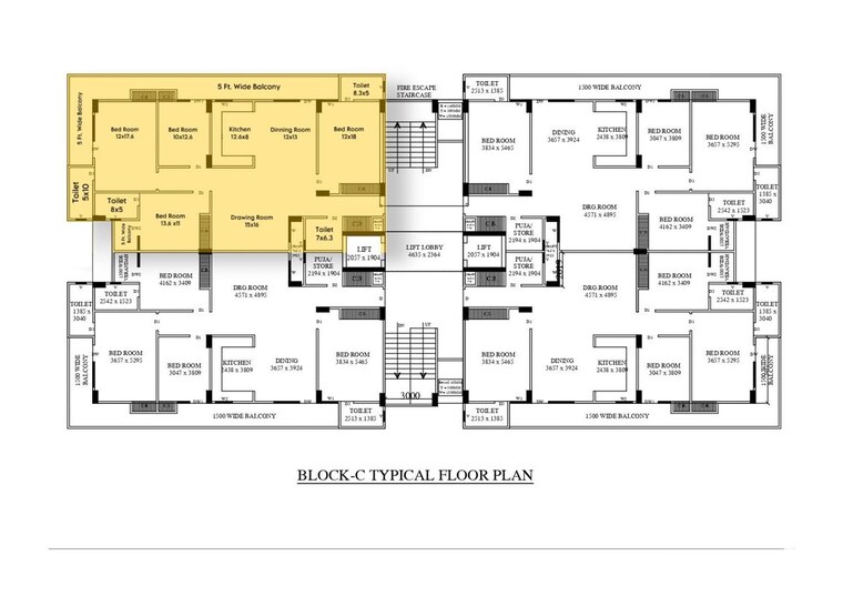 Floor Plan, javin-raj-empire 4 Bedroom 2650 Sq.Ft. Apartment In Raj Nagar Extension Ghaziabad 10296334