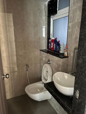 Bathroom in 1 BHK Apartment at Ashar Axis, Majiwada – for Rent