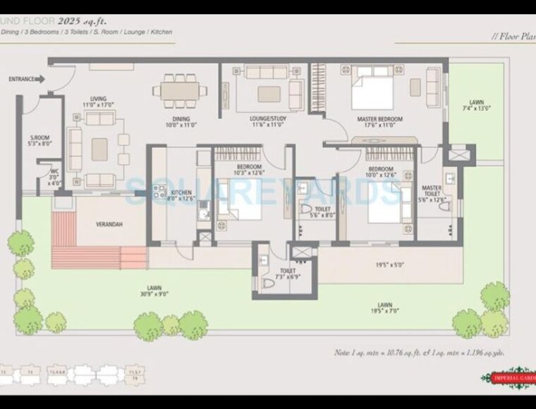 Floor Plan, emaar-imperial-gardens 3.5 Bedroom 2025 Sq.Ft. Apartment In Sector 102 Gurgaon 10297292