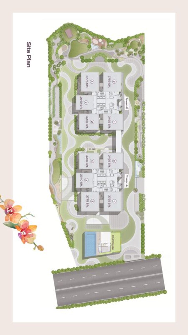 Master Plan, lansum-elena 3 Bedroom 3260 Sq.Ft. Apartment In Kokapet Hyderabad 10297533