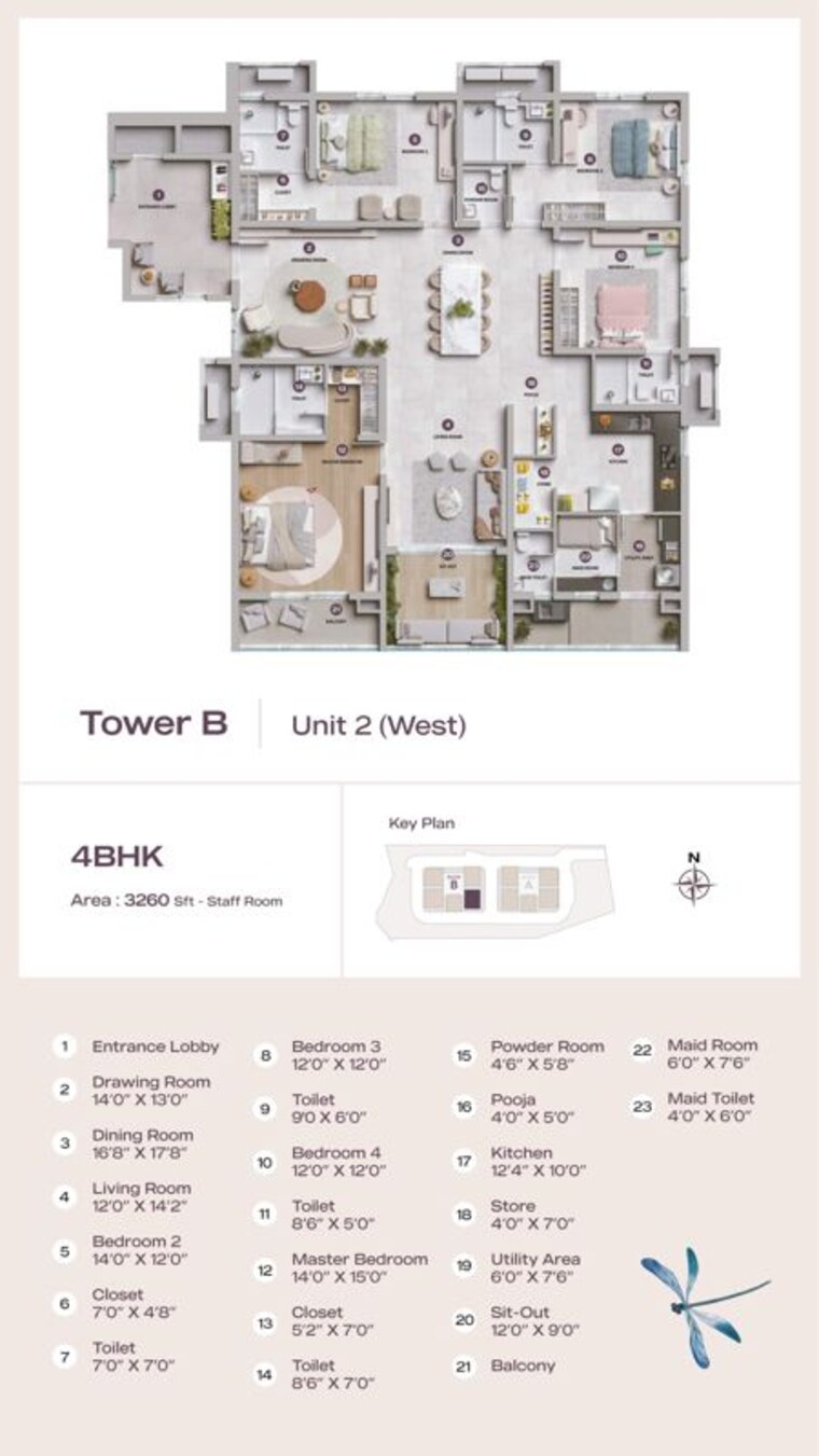 Floor Plan, lansum-elena 3 Bedroom 3260 Sq.Ft. Apartment In Kokapet Hyderabad 10297533