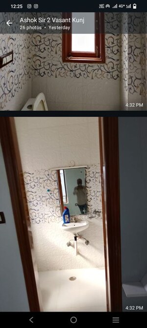 Bathroom in 3 BHK Builder Floor at Vasant Kunj – for Rent