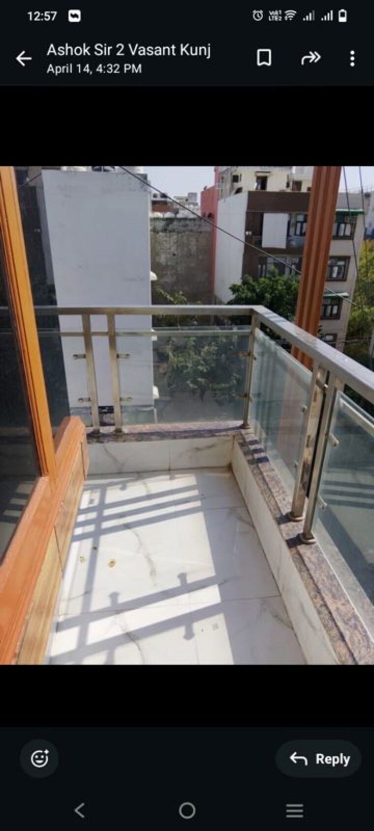 Balcony, vasant kunj 3 Bedroom 1200 Sq.Ft. Builder Floor In Vasant Kunj Delhi 10298592