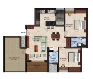 Floor Plan in 2 BHK Apartment at Upscale Golden Lotus, Varthur – for Rent
