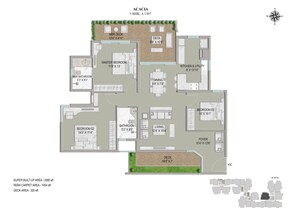 Floor Plan in 3.5 BHK Apartment at Centreo , Kanakapura Road – for Sale
