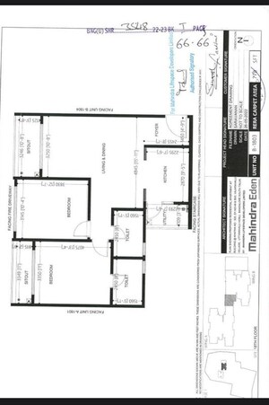 Floor Plan in 2 BHK Apartment at Mahindra Eden, Kanakapura Road – for Sale