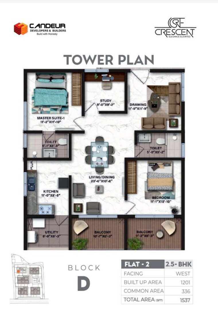 Floor Plan, candeur-crescent 2.5 Bedroom 1537 Sq.Ft. Apartment In Serilingampally Hyderabad 10303312