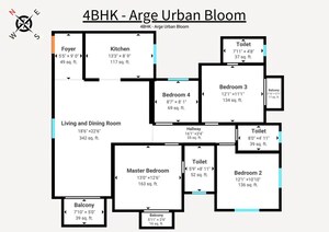 Floor Plan in 4 BHK Apartment at Arge Urban Bloom, Yeshwanthpur – for Sale