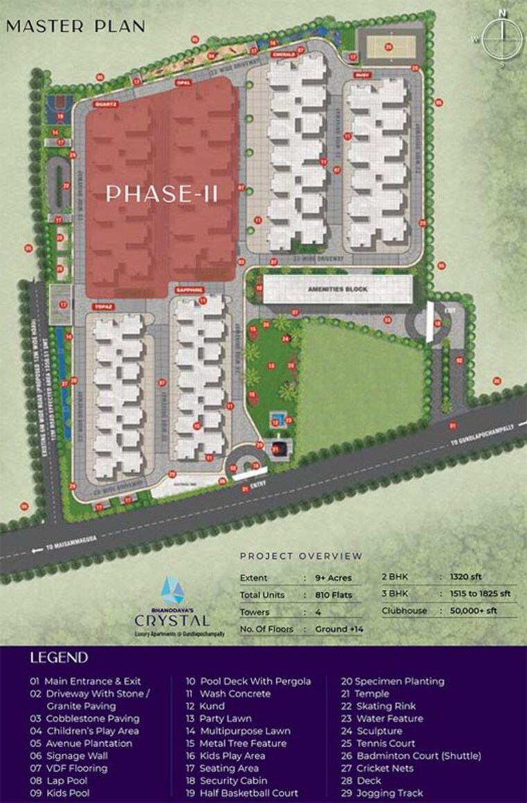Master Plan, bhanodaya-crystal 2 Bedroom 1320 Sq.Ft. Apartment In Gundlapochampalli Hyderabad 10262820