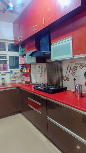 Kitchen in 3 BHK Apartment at Geotech Pristine Avenue, Sector 16c Greater Noida – for Rent