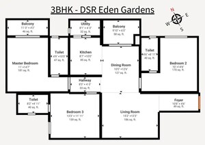 Floor Plan in 3 BHK Apartment at Doddabanahalli – for Sale