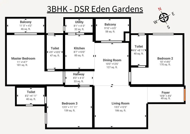 Floor Plan, doddabanahalli 3 Bedroom 1715 Sq.Ft. Apartment In Doddabanahalli Bangalore 10307985