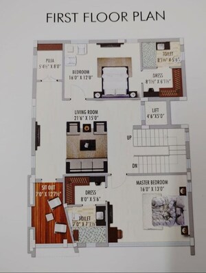 Floor Plan in 4 BHK Villa at Abhyudaya Nagar – for Sale