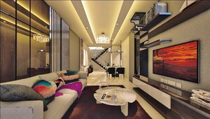 Living Room in 3 BHK Penthouse at Miramar – for Sale