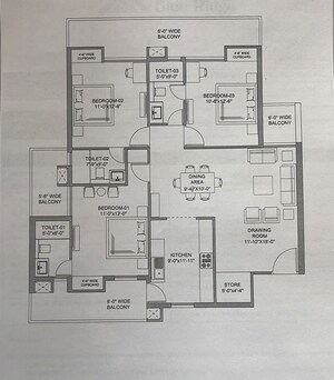 Floor Plan in 3 BHK Apartment at Sector 20 – for Sale