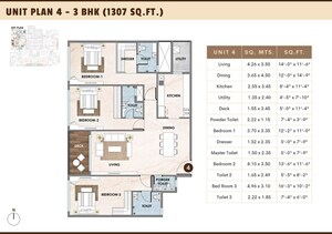 Floor Plan in 3 BHK Apartment at Kala Nagar – for Sale