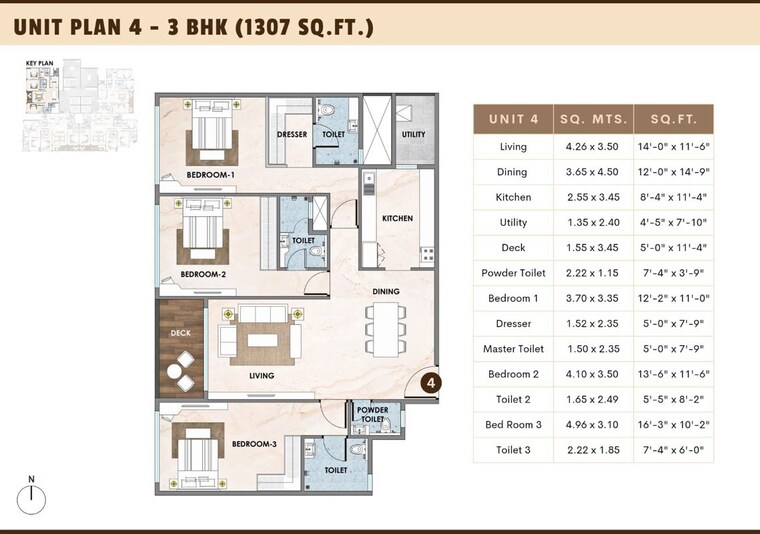 Floor Plan, kala nagar 3 Bedroom 1370 Sq.Ft. Apartment In Kala Nagar Mumbai 10309991
