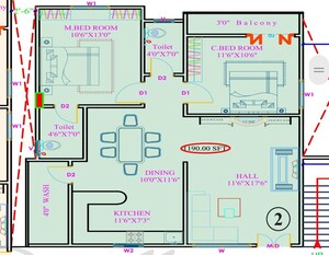 Floor Plan in 2 BHK Apartment at Vinayaka Nagar – for Sale