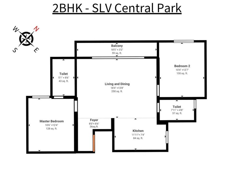 Floor Plan, budigere 2 Bedroom 1100 Sq.Ft. Apartment In Budigere Bangalore 10312884