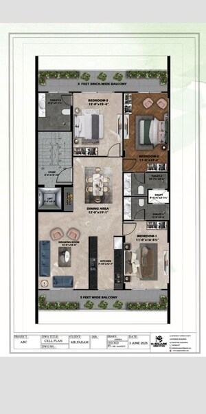 Floor Plan in 3 BHK Builder Floor at Ardee City, Sector 52 – for Sale
