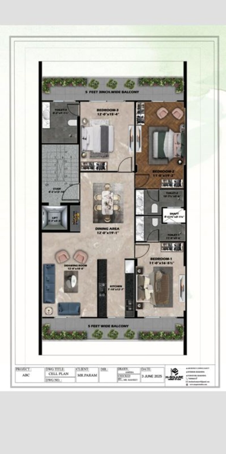Floor Plan, ardee-city 3 Bedroom 240 Sq.Yd. Builder Floor In Sector 52 Gurgaon 10313767