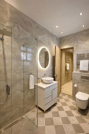 Bathroom in 4 BHK Builder Floor at Green Fields Colony – for Sale