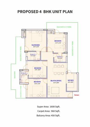 Floor Plan in 4 BHK Apartment at Adore Prima, Sector 72 – for Sale