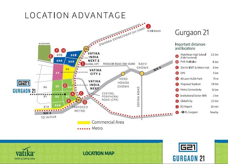 Map Location, vatika-gurgaon-21 3 Bedroom 1733 Sq.Ft. Apartment In Sector 83 Gurgaon 10194157