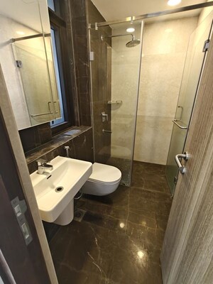Bathroom in 3 BHK Apartment at Lodha Parkside, Worli – for Rent
