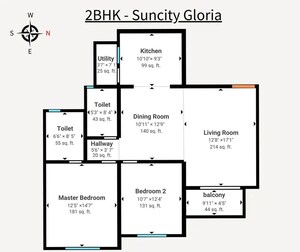 Floor Plan in 2 BHK Apartment at Kodathi – for Sale