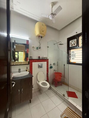 Bathroom in 3 BHK Builder Floor at Nehru Enclave – for Rent