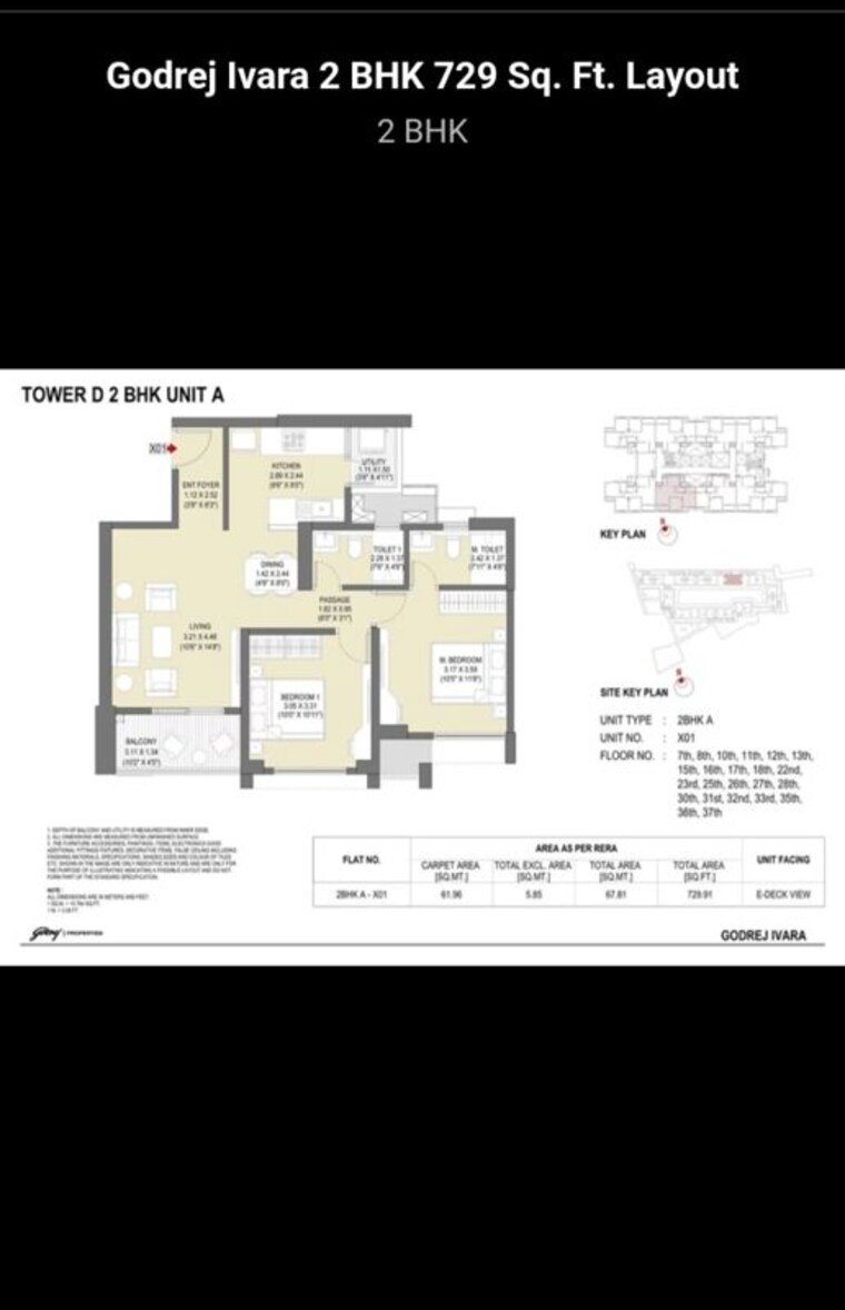 Floor Plan, godrej-ivara 2 Bedroom 725 Sq.Ft. Builder Floor In Kharadi Pune 10320142