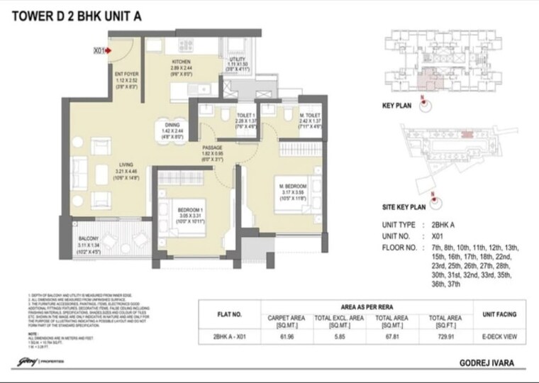 Floor Plan, godrej-ivara 3 Bedroom 890 Sq.Ft. Builder Floor In Kharadi Pune 10320151