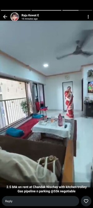 Bedroom in 2.5 BHK Apartment at Chandak Nishchay, Borivali East – for Rent