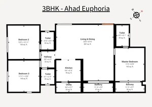 Floor Plan in 3 BHK Apartment at Kodathi – for Sale